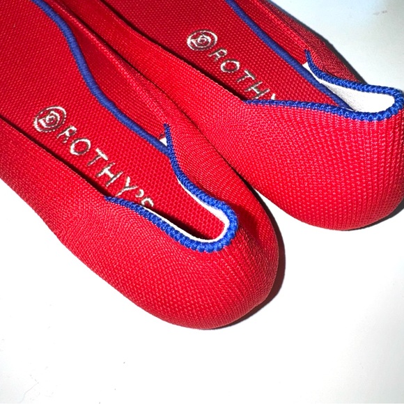 New ROTHY'S Red Knit THE FLAT Stretch BLUE HALO Ballet Flats SLIP-ON SHOES  9 - Picture 3 of 5